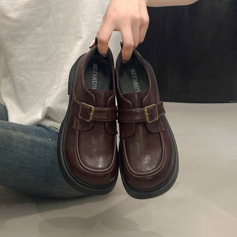 Uniform Small Leather Shoes for Women, High-End Thick-Soled Loafers, British Style Retro Leather Shoes for Women, Versatile Uniform Small Leather Shoes for Women, High-End Thick-Soled Loafers, British Style Retro Leather Shoes for Women, Versatile