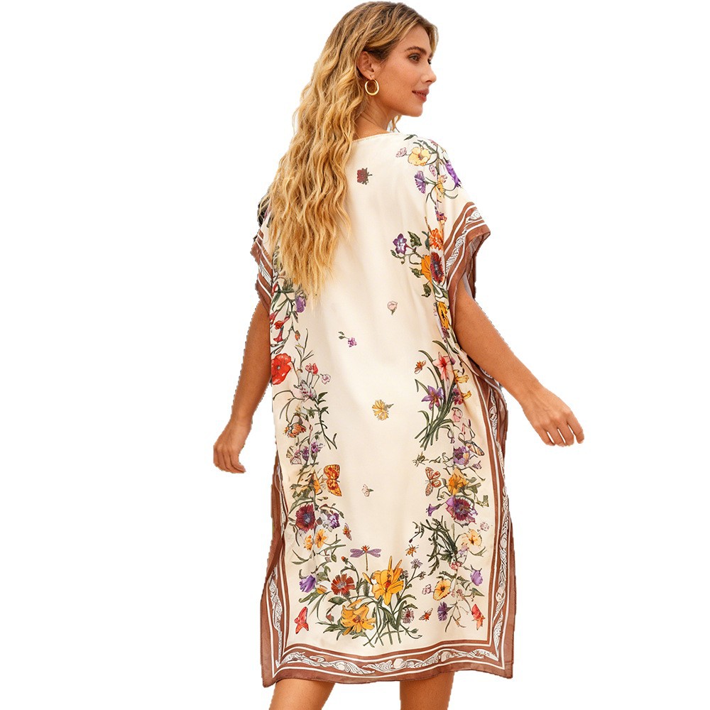 2026 explosión de ropa de moda europea y americana de playa bikini blusa de color brillante falda protectora solar doble color chal