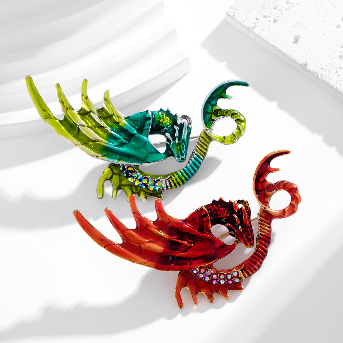 Europäisches Emaille Drachen Brosche Für Herren Anzug Und Sakko_voghion.com