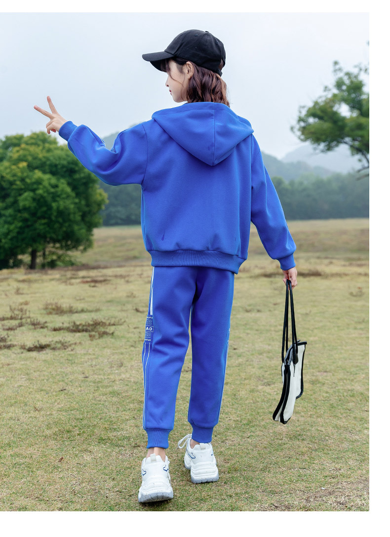 Ragazze Autunno 2024 Nuova Primavera Medio e Grande Stile Occidentale Sport Felpa Con Cappuccio Bambini Abbigliamento Due Pezzi Set_voghion.com