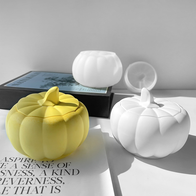 DIY epoxi calabaza caja de almacenamiento molde de calabaza candelero yeso decoración de Halloween joyería molde de silicona al por mayor