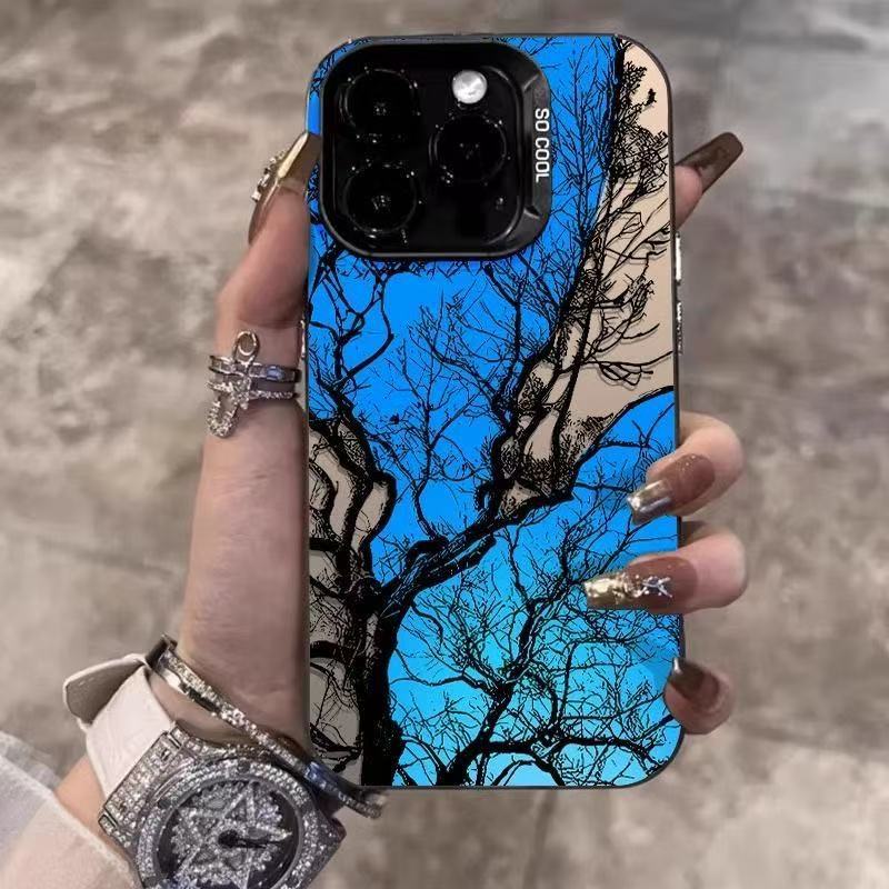 Nuevo árbol antiguo azul para iPhone 16 funda para teléfono móvil Apple 15promax/14 personalidad 13pro12 Europa y América