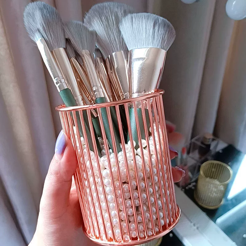 Ведро для кистей для макияжа в скандинавском стиле, ведро для хранения, настольный карандаш для бровей, красота, хранение, артефакт, железный золотой держатель для ручек для общежития