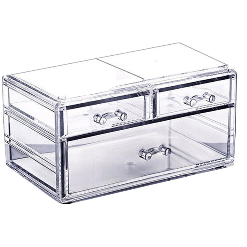 Caja de almacenamiento de cosméticos transparente caja de joyería a prueba de polvo tocador acrílico extra grande productos para el cuidado de la piel organizador cajón