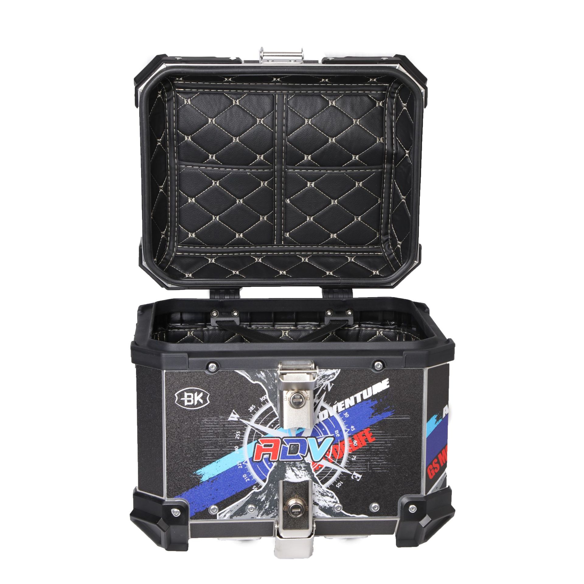 ADV brújula calcomanías de aluminio blanco cajas traseras de motocicleta de gran capacidad scooter baúl de vehículos eléctricos