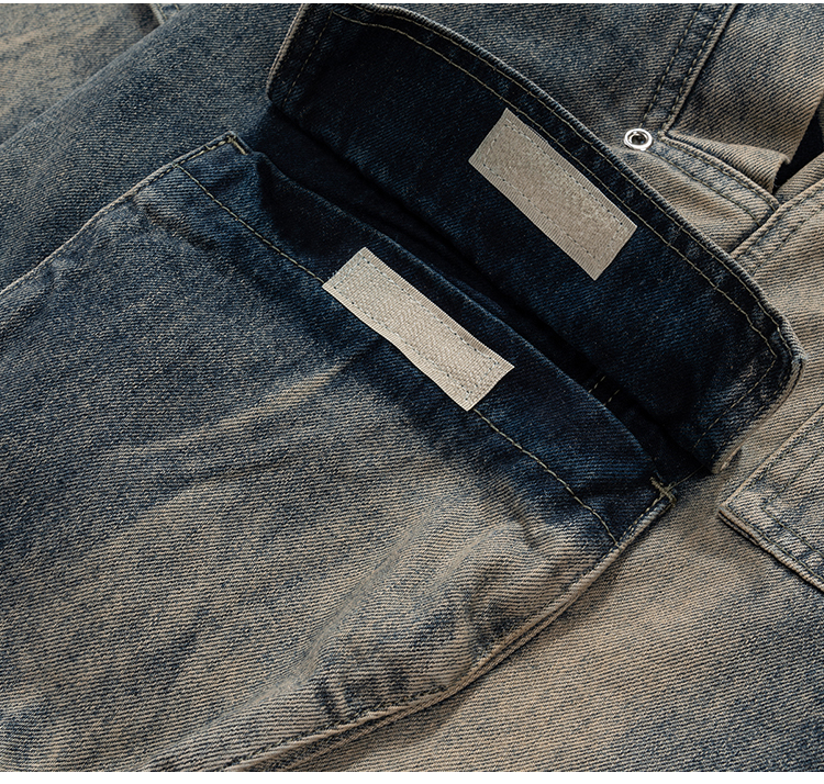 Men's Clothing VINTAGE GARC niche trendy brand RO style wide leg multi pocket flared distressed jeans men's vibe cotton_voghion.com