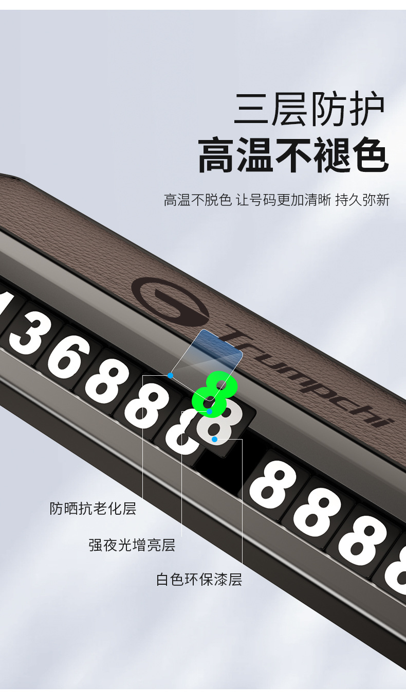 Luminous Temporary Parking Sign, Car-Mounted Sun-Resistant and High-Temperature Resistant Hidden Digital Moving Number Plate, Car Parking Number Plate