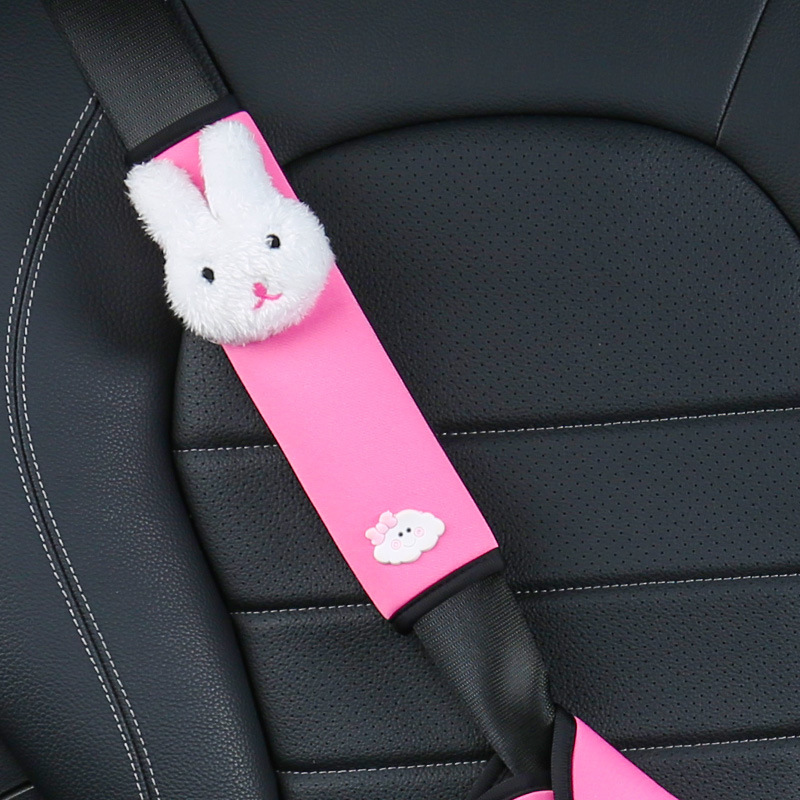 Seat belt shoulder pad: Qìchē Seatbelt Adjuster - child-shoulderneck-pad-single-pink-rabbit