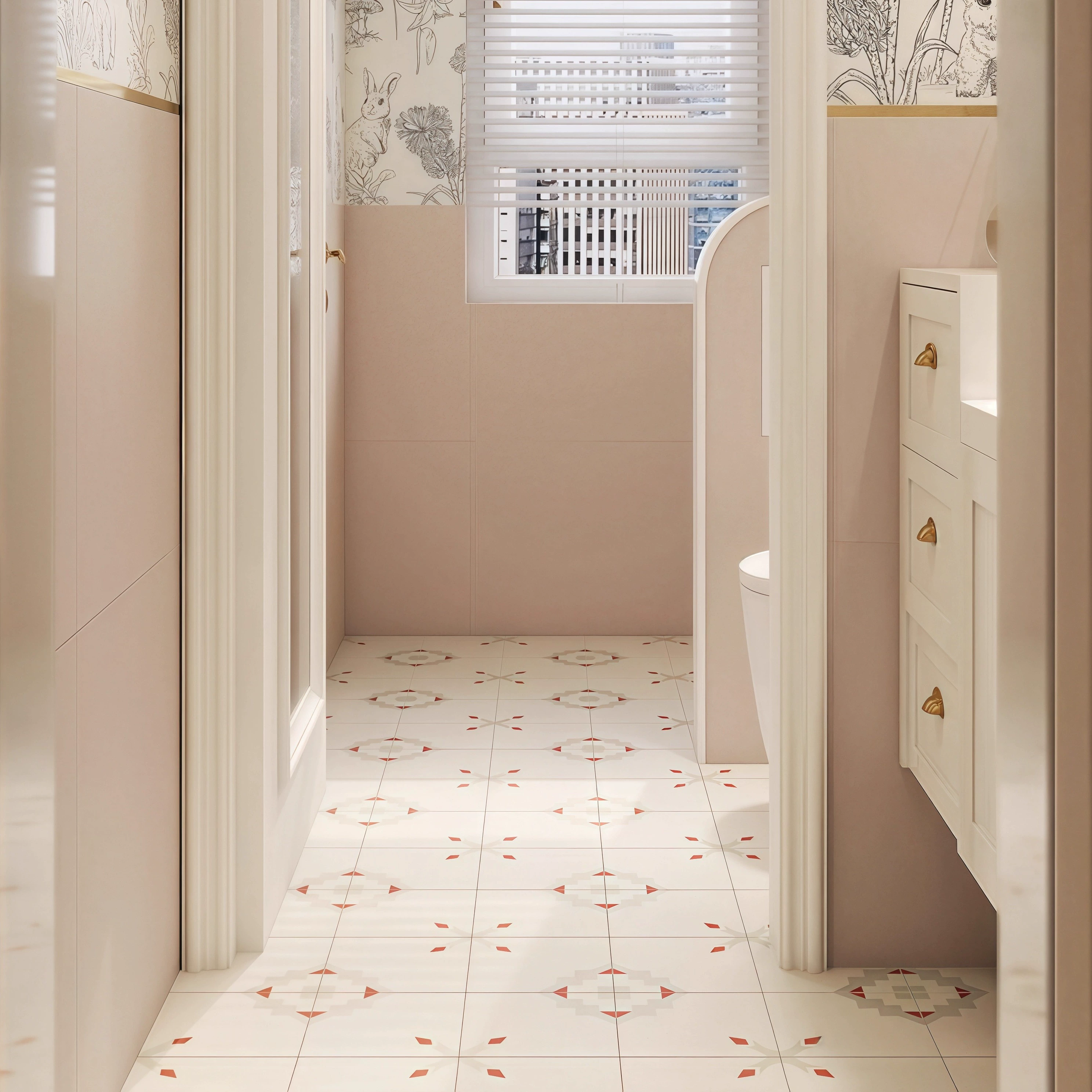 Модная ретро-плитка с мелким цветочным рисунком, геометрическая фарфоровая плитка «кошачий глаз» для кухни, ванной комнаты, нескользящая настенная плитка для балкона, напольная плитка для ресторанов и гостевых домов.