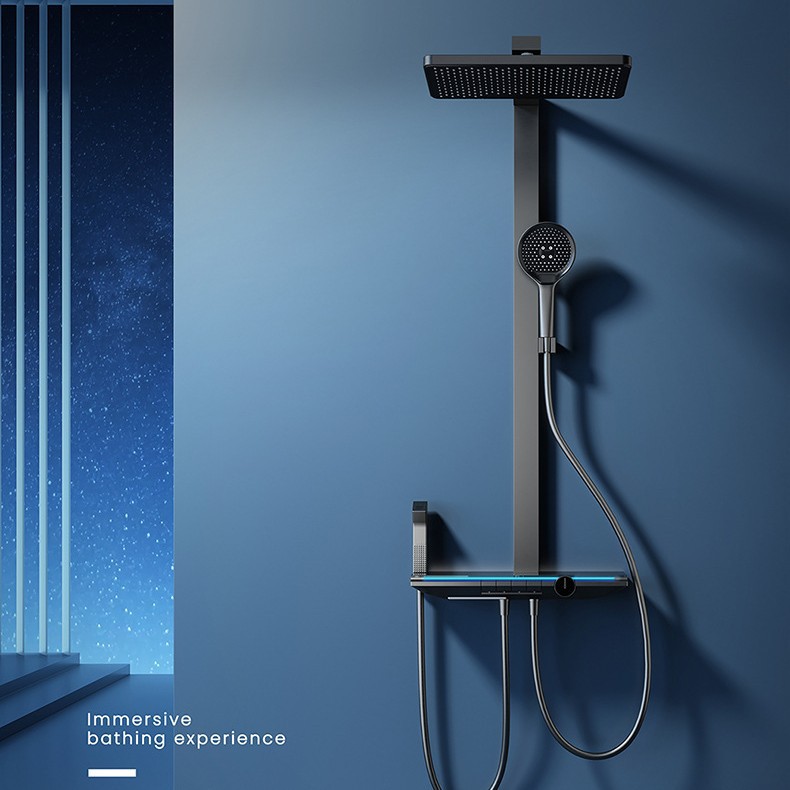 Chapado en agua trefilado pistola gris cobre faro piano ducha traje hogar inteligente temperatura constante pantalla digital ducha