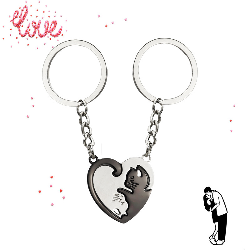 Couple Keychain Car Key Cute Animal Small Objects a Pair of Heart-Shaped Anniversary Gifts Sweet Ideas