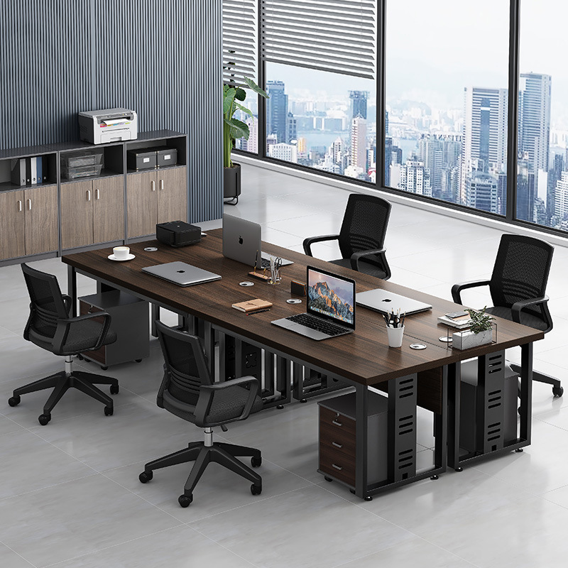 Escritorio de oficina simple Escritorio de personal moderno mesa de oficina y silla combinación 2/4/6 personas Escritorio de oficina Mesa de computadora financiera