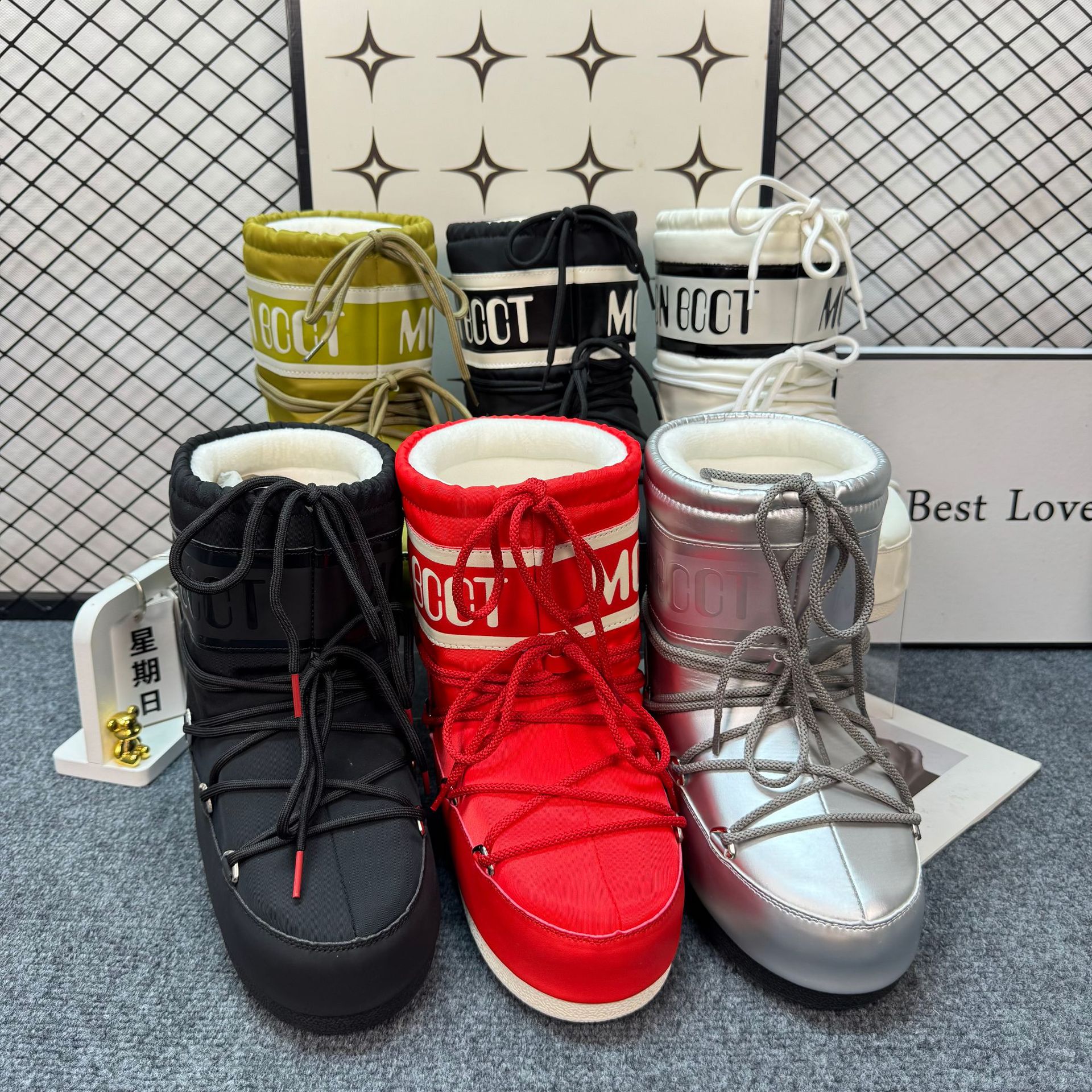 Waterproof Version of Moon Snow Boots for Women 2025 Winter New Mid-High Lace-Up Cotton Shoes Non-Slip Warm Ski Shoes