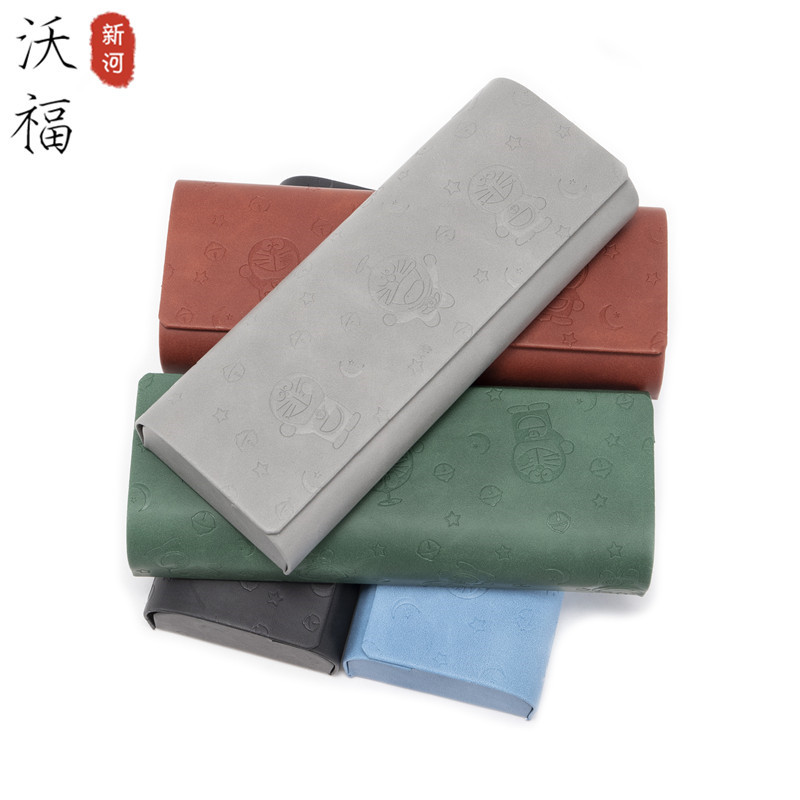 批發時尚學生光學近視鏡眼鏡盒皮質眼鏡盒子手工眼鏡盒廠定logo制