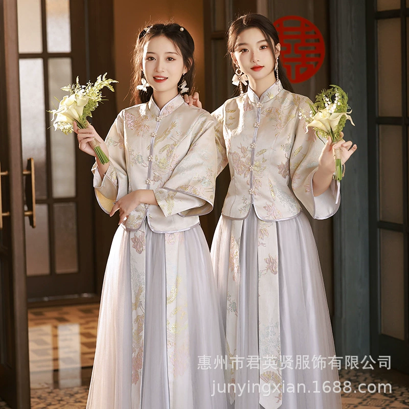 Платье для подружек невесты в китайском стиле сестринского платья для женщин 2025 лето новый маленький китайский стиль тонкий темперамент платье для подружек невесты