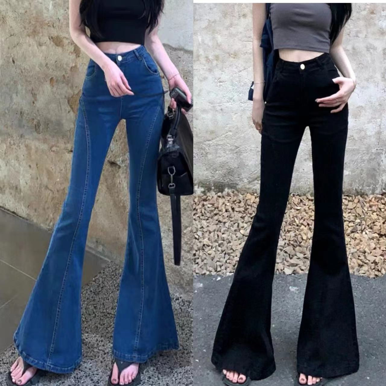 2025 Autumn High Waist Slimming Large Flared Pants Women's 2025 Autumn New Slim Fit Retro Hong Kong Style Slightly Flared Jeans