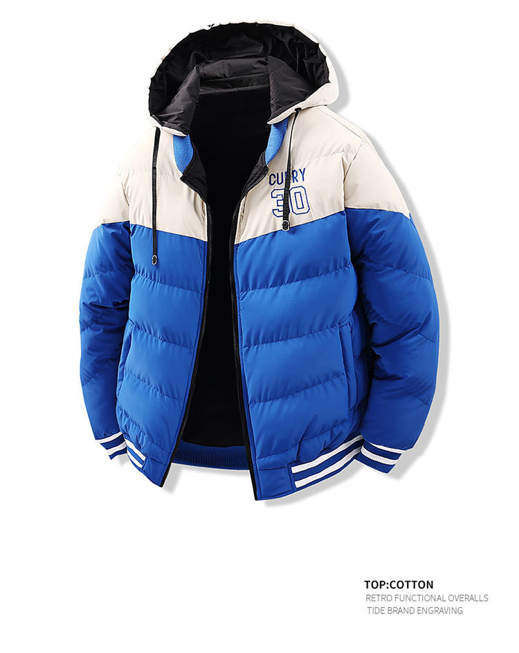 Gepolsterte Herrenjacke mit Stickerei in Kontrastfarben, abnehmbarer, lockerer Mütze, beidseitig tragbar, dick gefüttert, mit Kapuze_voghion.com