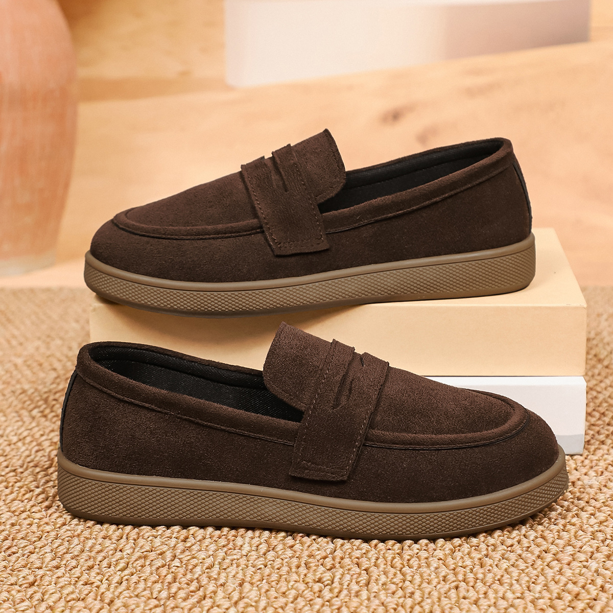 Women's Retro round Toe Thick Sole Slip on Low Top Loafers Spring plus Size Casual Shoes_voghion.com