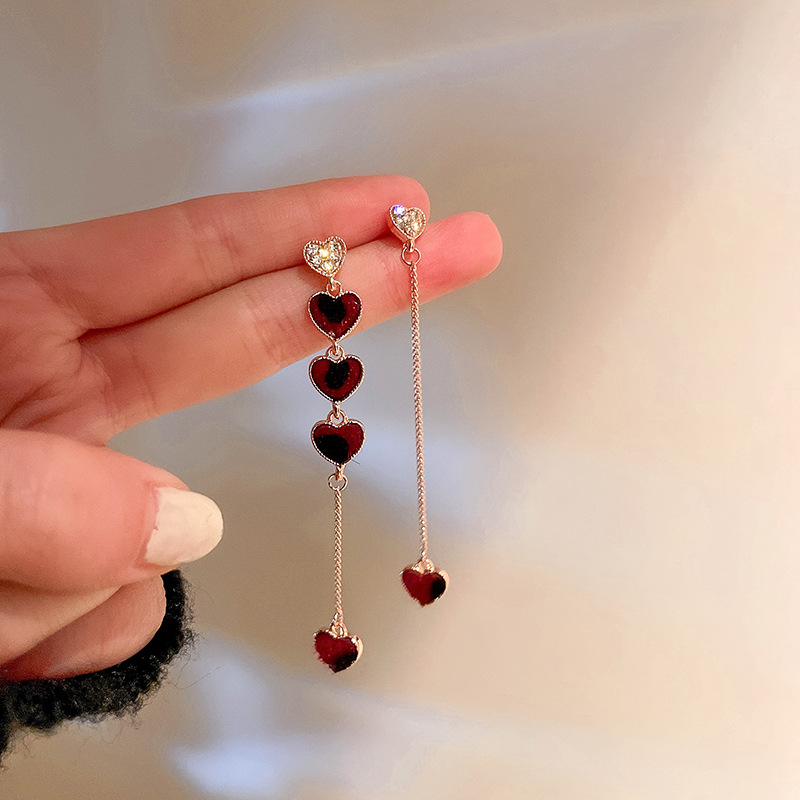 Wholesale Jewelry Simple Style Heart Shape Alloy Zircon Inlay Drop Earrings display picture 1