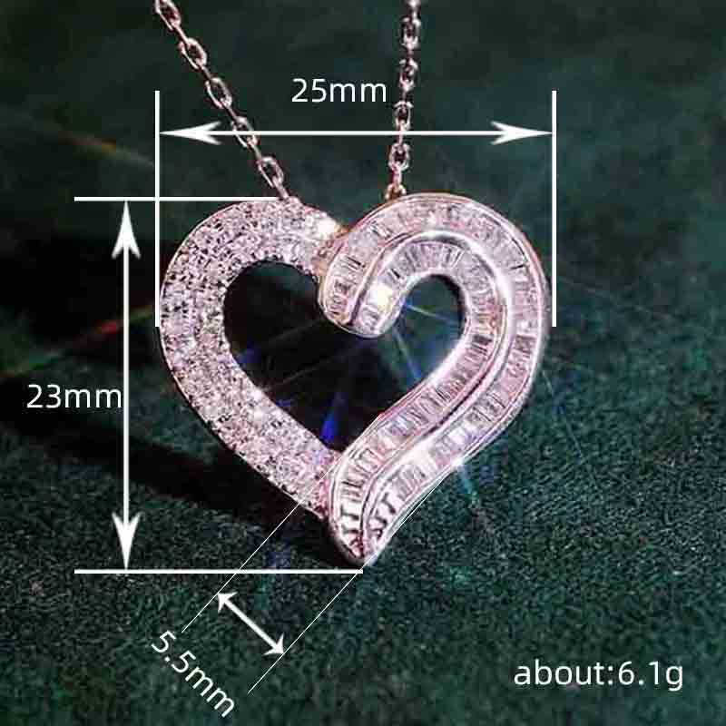 7g Weight Copper Pendant Material Wholesale Jewelry Modern Style Classic Style Heart Shape Copper Zircon Pendant Necklace Cable Chain