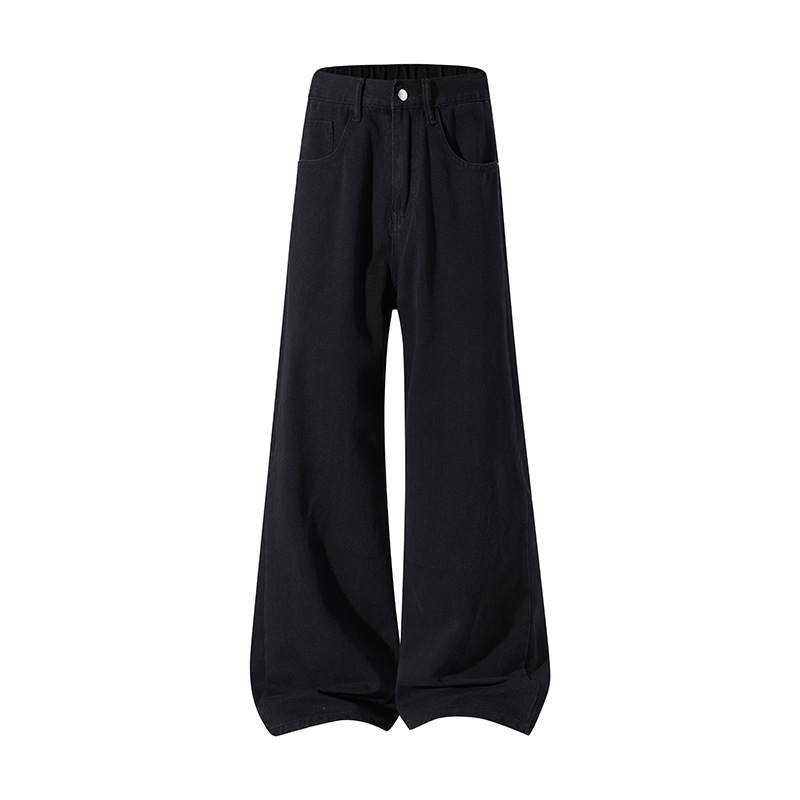 Men's Washed Flared Straight Leg Jeans High Street Style Retro American Loose Fit Long Pants For Teenagers_mkmklike.com