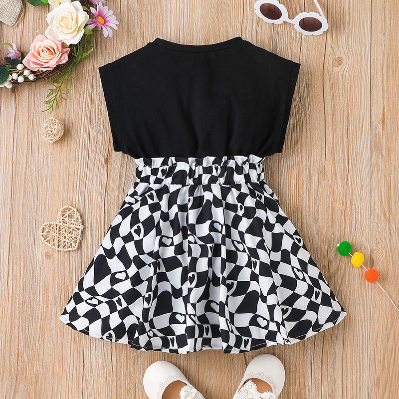 Summer Girls Stitching Dress Korean Children's Vest Skirt Heart A-line Skirt display picture 2