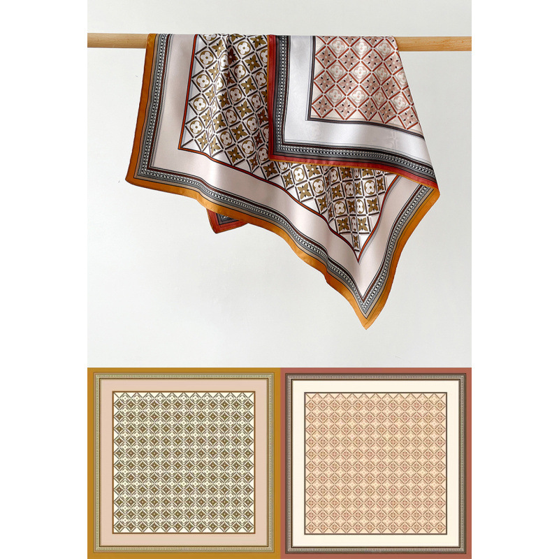 Silk Scarf For Women 70cm Square Twill Double Sided Printed Fashionable Professional Collar Shawl_voghion.com