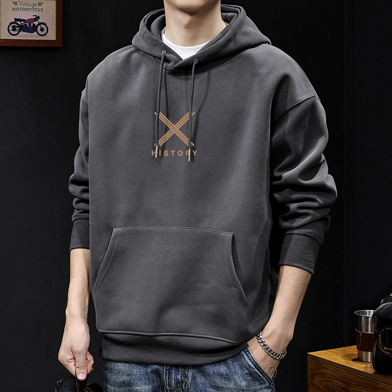 Suéter hombre encapuchado primavera y otoño estilo americano pesado pesado invierno más chaqueta de terciopelo nuevo abrigo de hombre de otoño