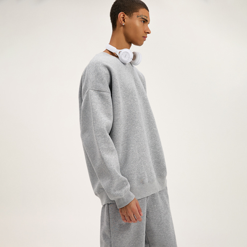 Winter New Pullover Sweater 420g Composite Imitation Cotton Crew Neck Sweater, Couple Casual Versatile Sweater_voghion.com
