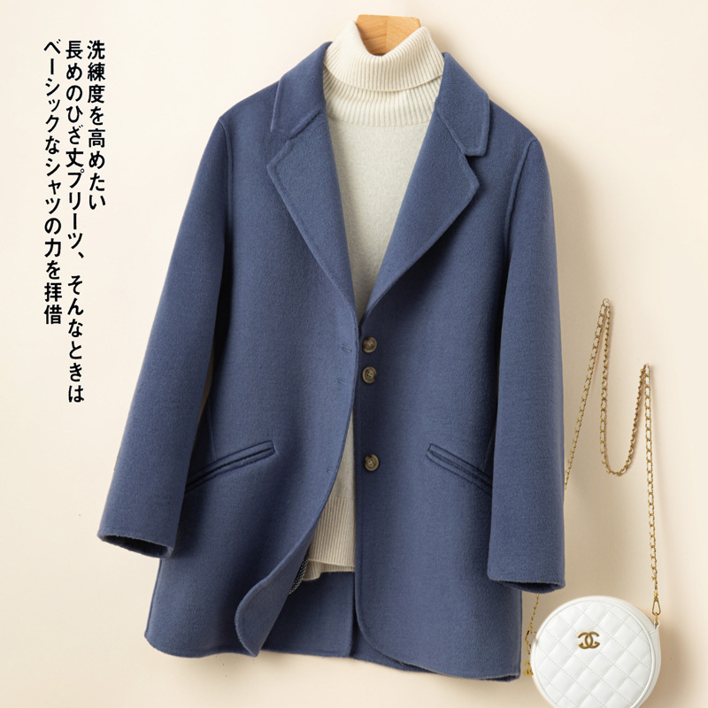 2023 autumn and winter New Fashion double-sided cashmere coat women's small wool woolen suit collar woolen coat 2023 autumn and winter New Fashion double-sided cashmere coat women's small wool woolen suit collar woolen coat