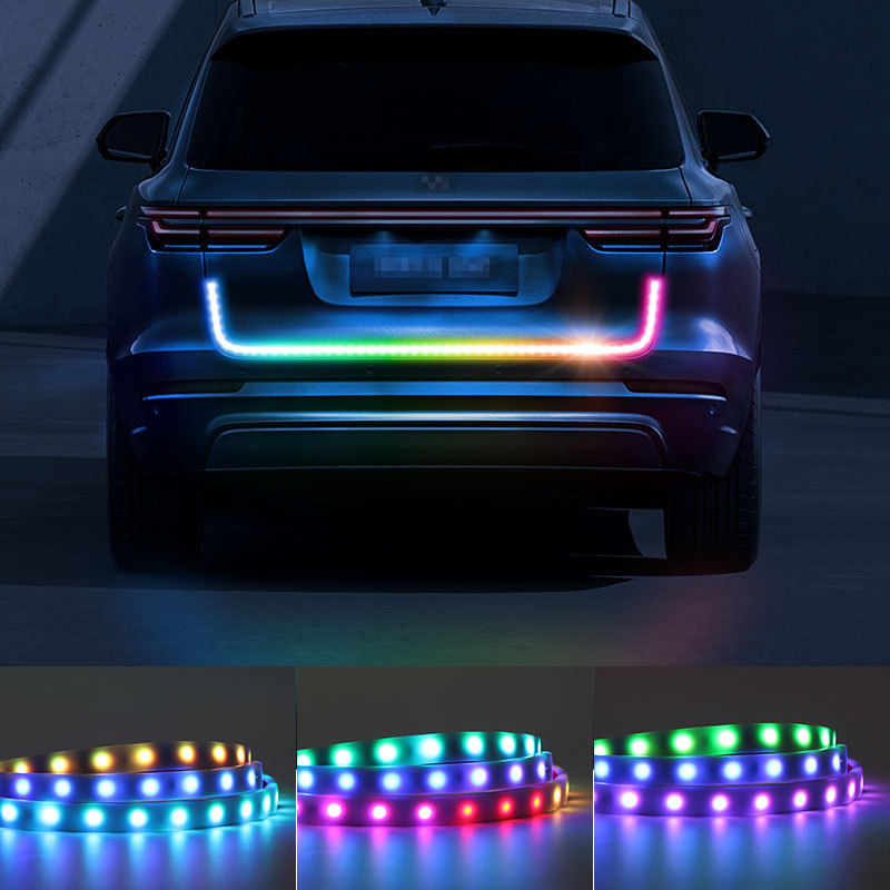 Lámpara de freno de dirección de flujo de agua, luz de flujo de cola del automóvil, luz de cola del automóvil de color fantasma, luz de caballo LED colorida