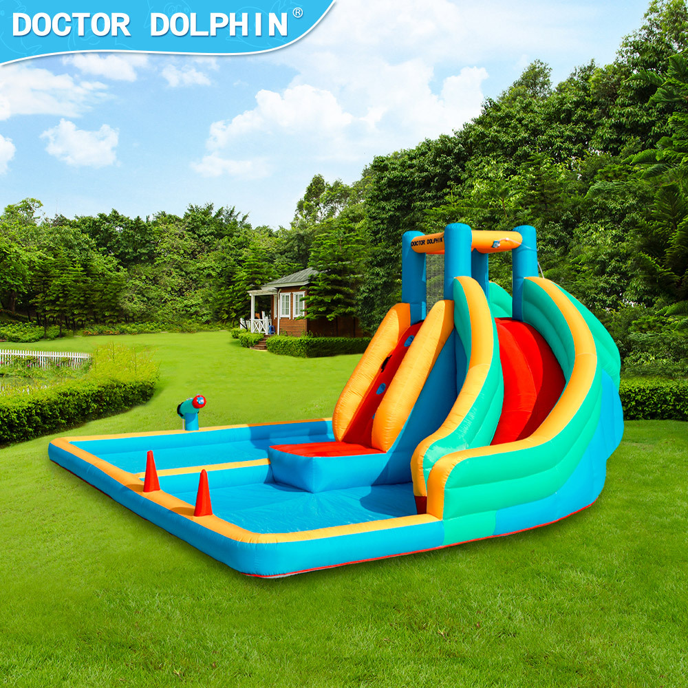 Castillo Inflable Familiar Doctor Dolphin, Tobogán Inflable, Castillo Acuático Infantil para Interiores, Trampolín, Parque de Diversiones para Fiestas al Aire Libre