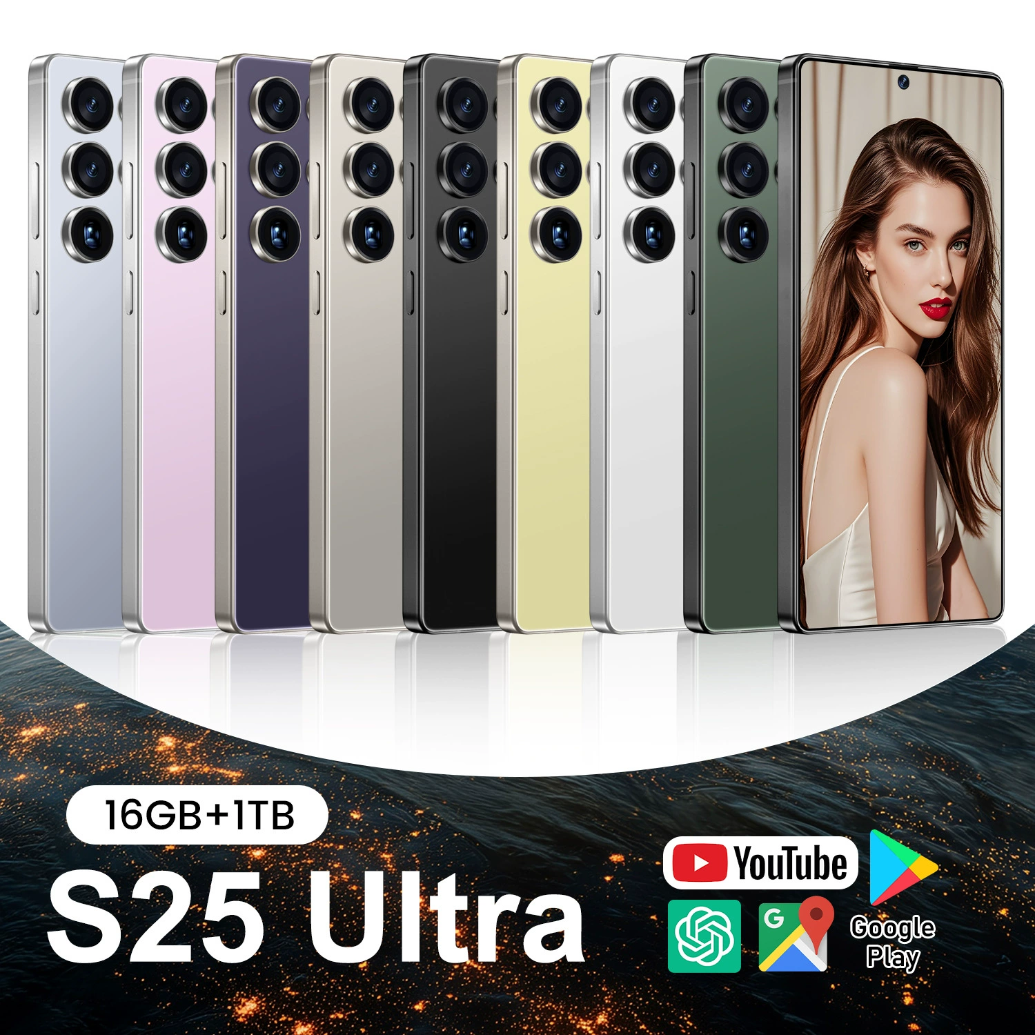 Смартфон S25 Ultra, 16 ГБ + 1 ТБ, 5G, 7,3 дюйма, Android 13, Dual 72/108 МП камеры