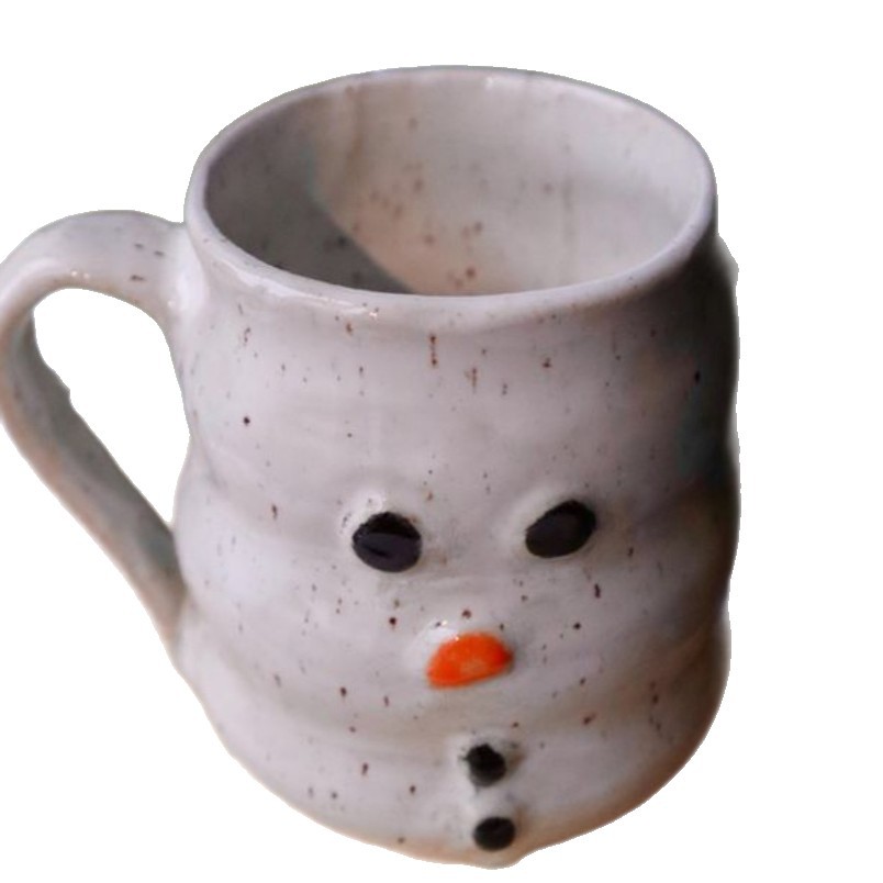 Muñeco de nieve creativo tazas de cerámica de Navidad encantadoras tazas de cerámica mano Qin Sheng tazas de cerámica cubiertos diarios