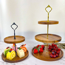 2/3层相思木蛋糕展示架点心双层摆盘高颜值水果甜品装饰木制托盘