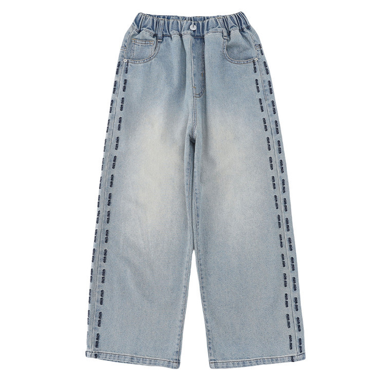 QX7210 Hellblaue Denim-Prinzessinnenhose Neue europäische und amerikanische Jeans für Kinder_voghion.com