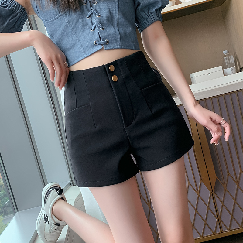 Casual suit pants 2022 wear with women's outer wear a word hundred spring autumn new black bottoming shorts boots high waist