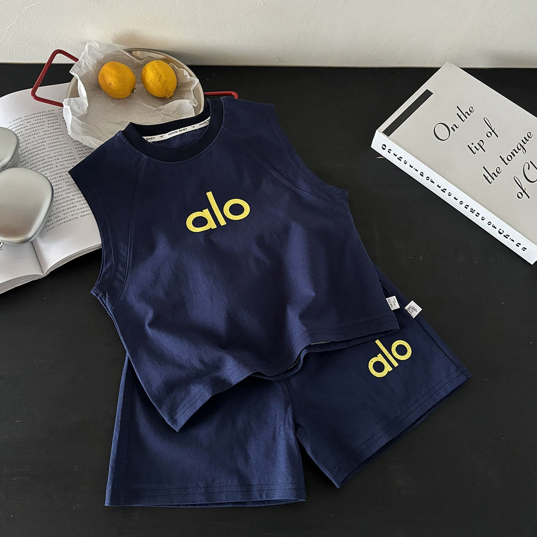 Летний комплект жилета без рукавов в корейском стиле из чистого хлопка, уличный жилет для мальчиков и девочек + шорты, комплект из двух предметов