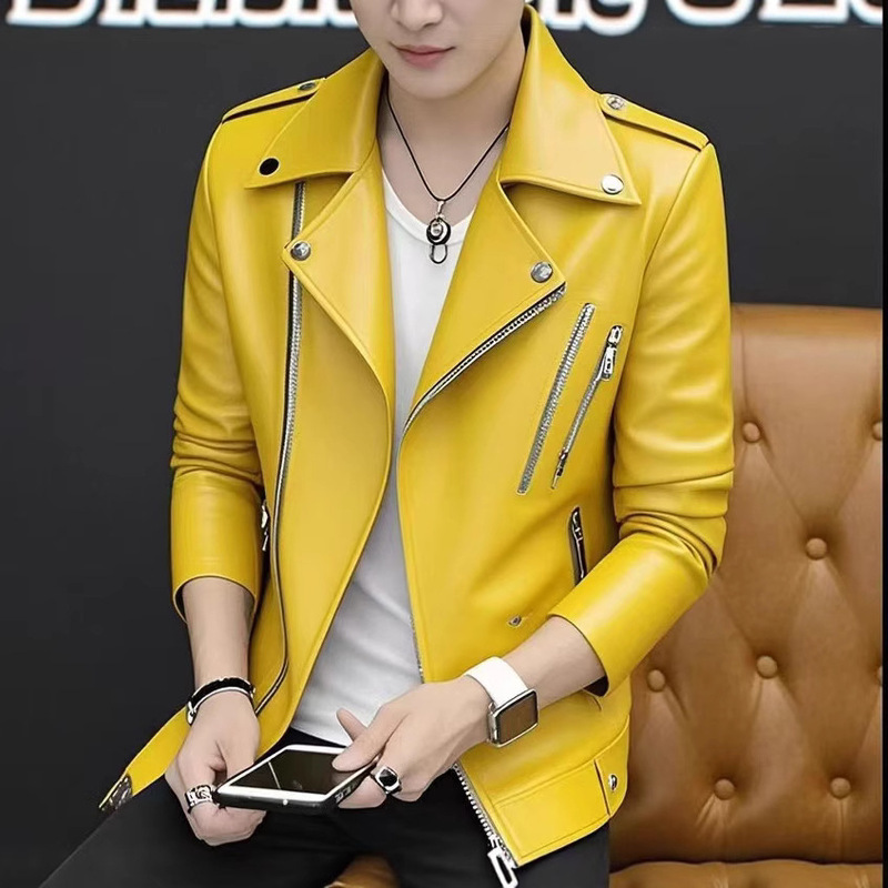 Spring and Autumn Vintage Brown Leather Jacket Men's American Style High Street Fashionable High-end Loose Lapel Handsome Motorcycle Jacket