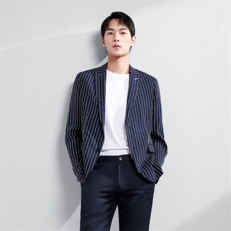 Hai Brand Cut Label Fashion Stripe Casual Suit Men's Comfortable Stylish Barge Collar Slim-fit Single West Jacket 1Q005A Hai Brand Cut Label Fashion Stripe Casual Suit Men's Comfortable Stylish Barge Collar Slim-fit Single West Jacket 1Q005A