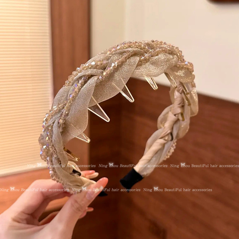 珍珠高颅顶发箍女2025新款夏季洗脸头箍高级感日常外戴压发卡发饰|undefined