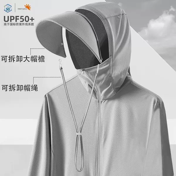 Upf50+ Outdoor Ice Silk Sun Protection Clothing for Men and Women, Summer Anti-Uv Cardigan, Lightweight Fishing Sun Protection Clothing Jacket
