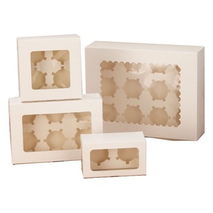 Cross-Border Hot Sale Spot Western Dessert Cupcake Box Muffin Cup Packaging Box Window Baking Cake Packaging Box