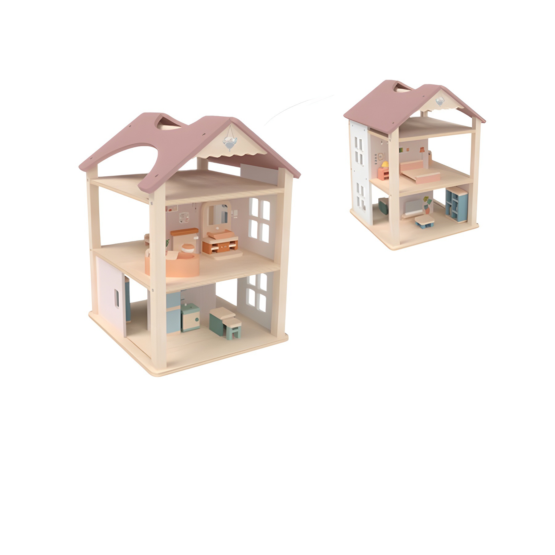 Juguetes de juego personalizados juguetes de madera para niñas casa de muñecas juguetes para niños sala de muñecas súper grande nube y madera