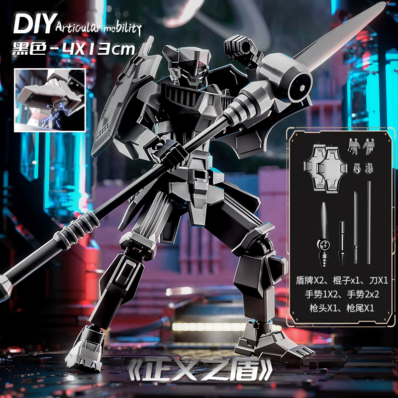 Other Brand Multi-Joint Movable Mini Transformer Doll – 5 Weapons, 2 Gestures, Shield/Blade Colors