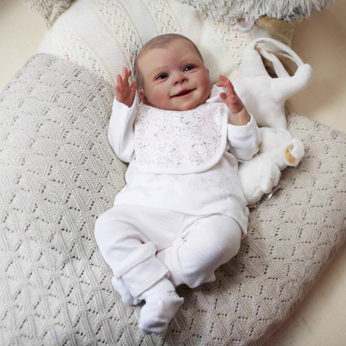 18 pulgadas pequeño vestido con estampado floral sebastian juguete de simulación renacimiento muñeca regalo de vacaciones para niños