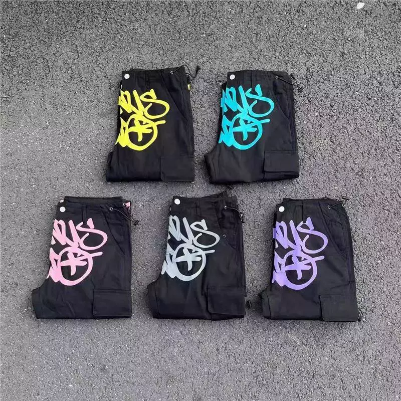 Трансграничная внешняя торговля 2025: уличные американские карго-штаны с карманами, высокая талия, прямые брюки с принтом в стиле хип-хоп
