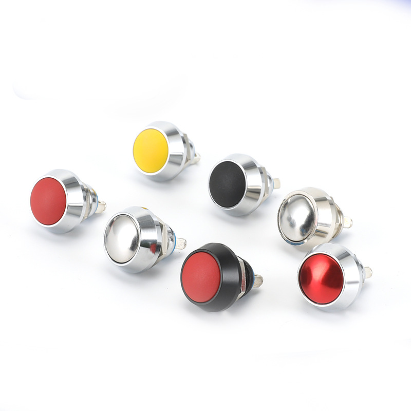 12MM金属按钮开关 复位/螺丝脚/焊接脚  防水球形弧面圆头金属开