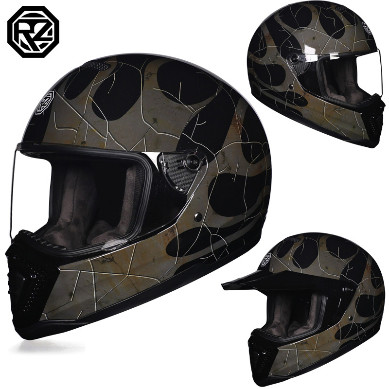 Orz motocicleta casco retro para hombres y mujeres locomotora rally casco de seguridad todoterreno cool 918
