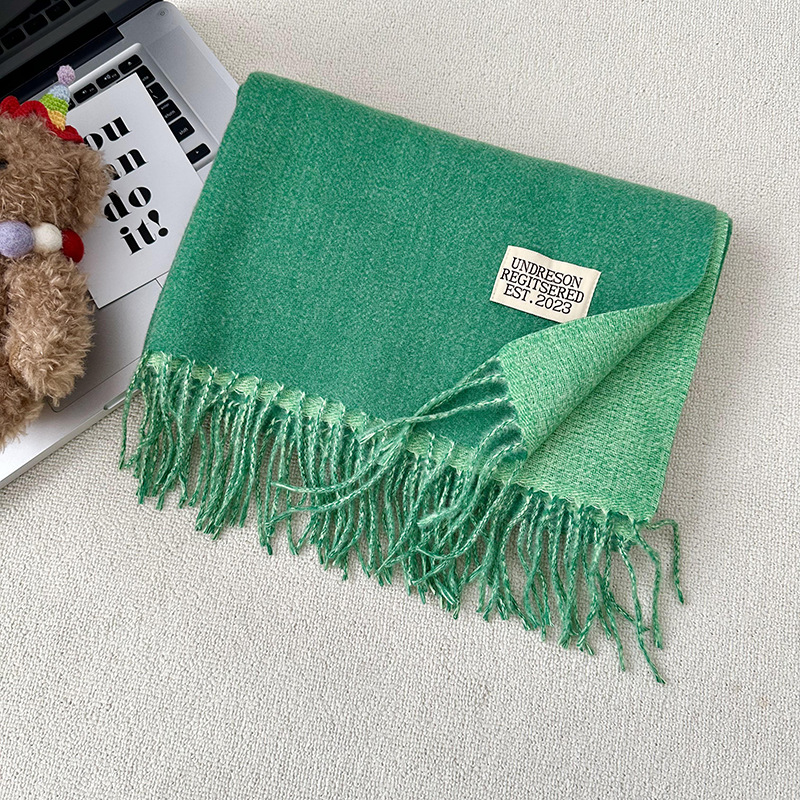 Otoño y invierno bufandas mujeres de imitación de cashmere de color sólido de alto nivel de sensación multifuncional engrosado alargado calentamiento bordas buñuelo al por mayor